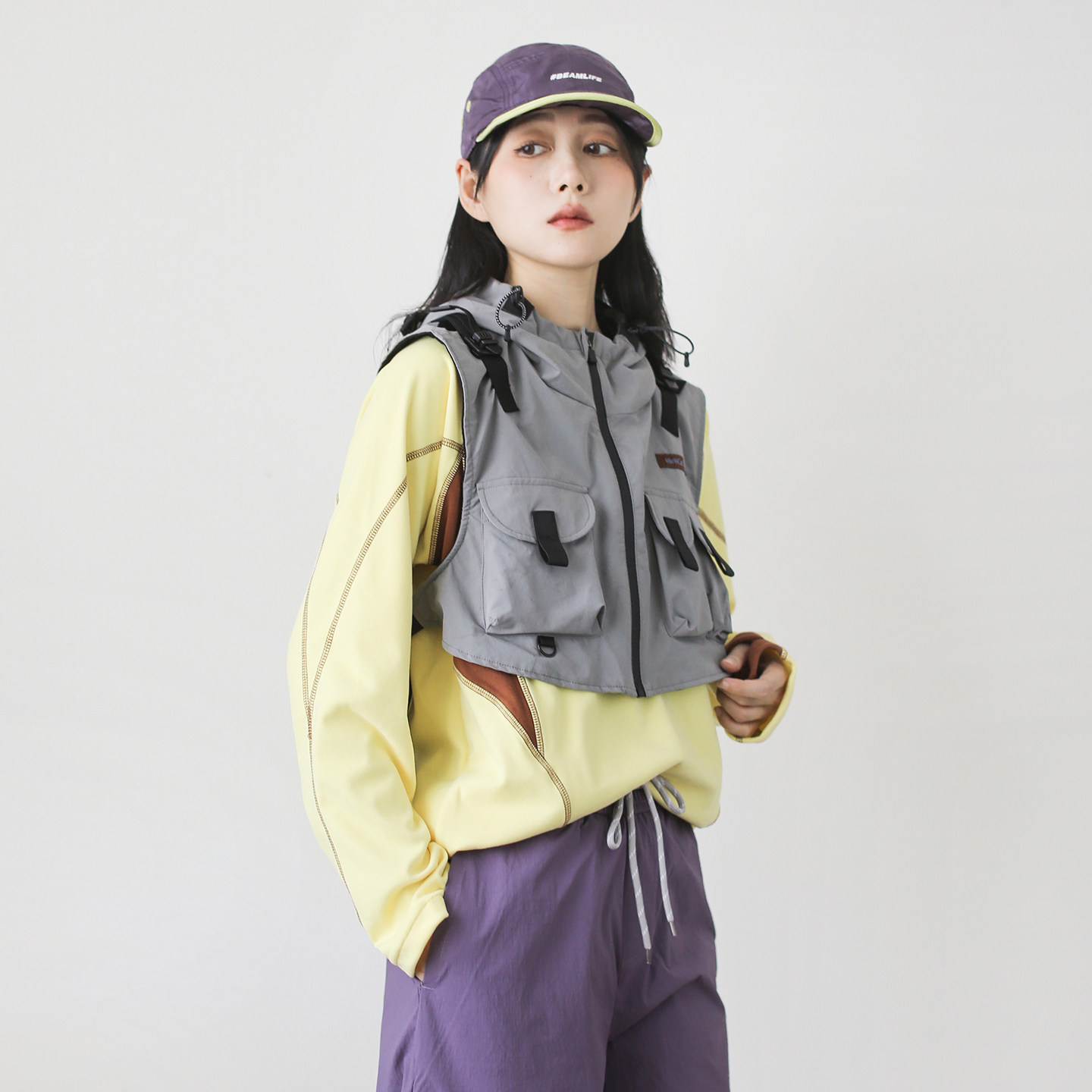 漫渡春季新款机能风连帽马甲男女宽松多口袋户外休闲背心百搭坎肩,淘宝优惠券,粉丝福利购,淘宝优惠卷