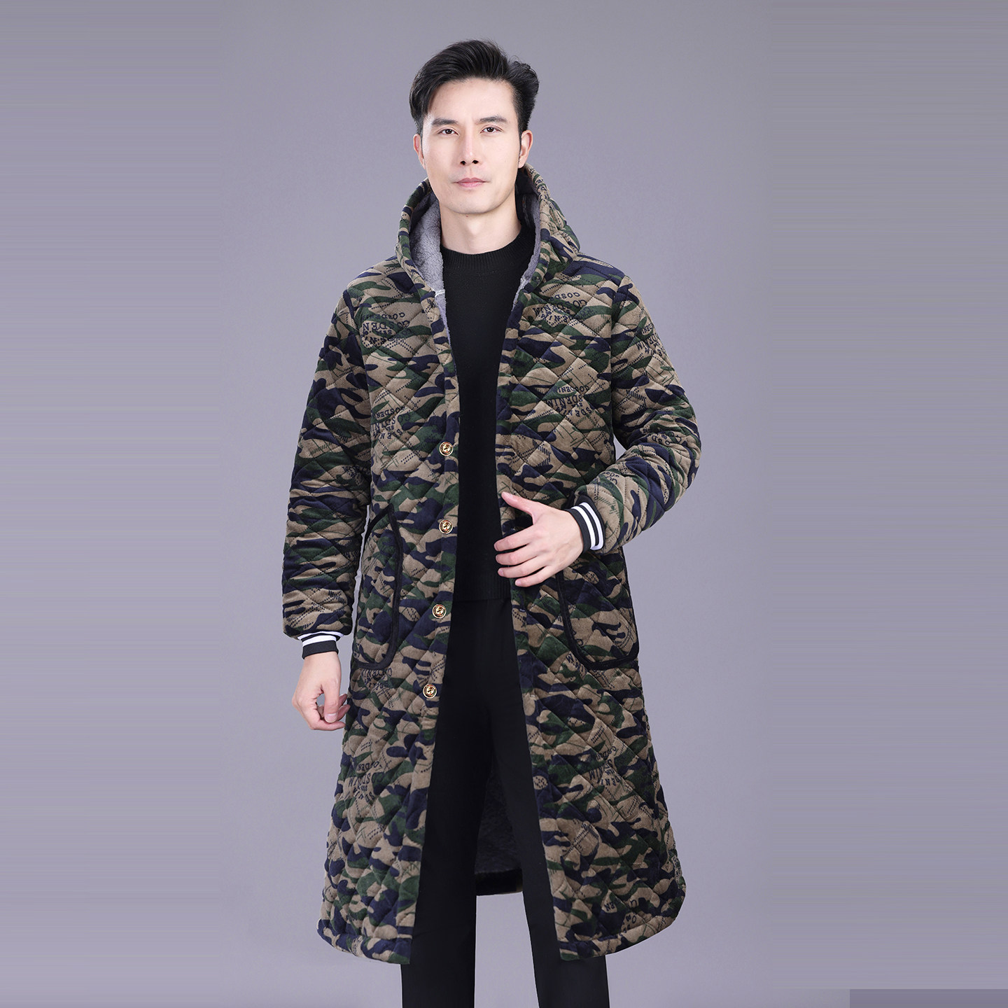 加长款男冬季加绒加厚棉衣罩衣大码迷彩棉服外套防寒保暖四川省服,淘宝优惠券,粉丝福利购,淘宝优惠卷