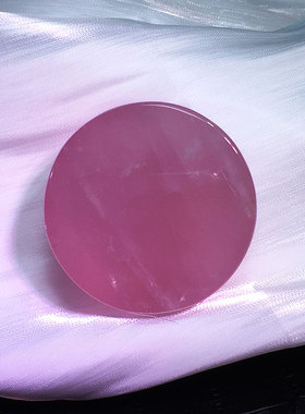 天然粉水晶原石圆牌手镯心把玩件