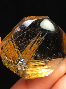 天然钛晶金发晶吊坠板钛吊坠