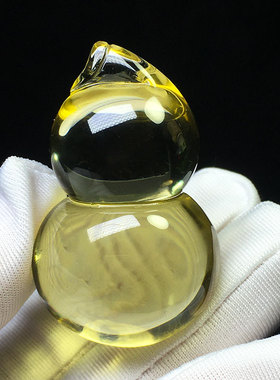 巴西天然黄水晶葫芦吊坠精品高透