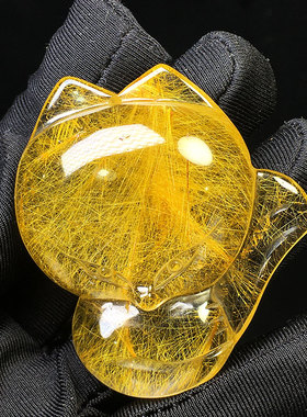 天然金发晶钛晶红铜顺发兔毛雕刻