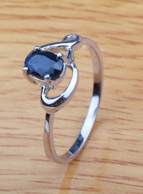 天然纯银蓝宝石戒指