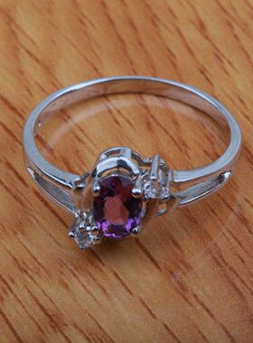 纯银生日礼物送女友紫水晶戒指