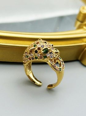 中古Vintage铜镀真金蜡镶彩锆卡