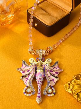 青岛项链中古vintage粉紫色手工