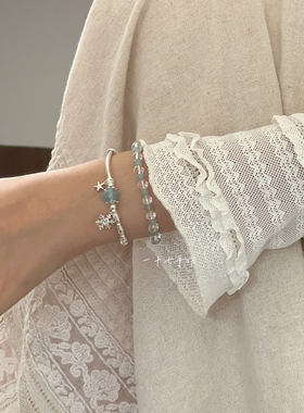 一十七原创设计天然海蓝宝手链女