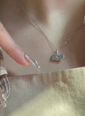 s925银修勾锁骨链项链女