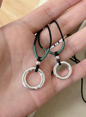 999足银情侣平安扣编绳项链