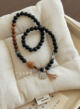 一十七手作新中式黑檀木双圈手链