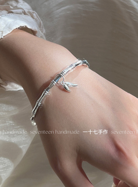 实心足银999.9古风竹节手镯