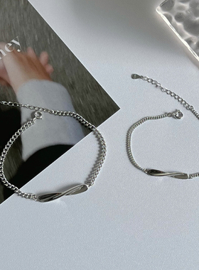 情侣s925银简约莫比乌斯环手链