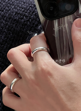 手作泥鳅背S925银闭口戒指女款