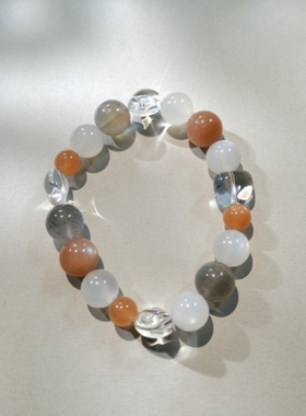 【一川风月】原创手链项链天然水晶月光石巴西白水晶灰月光白月光