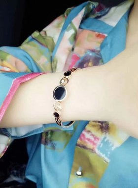 日韩女钛钢玫瑰金圈圈点点手镯