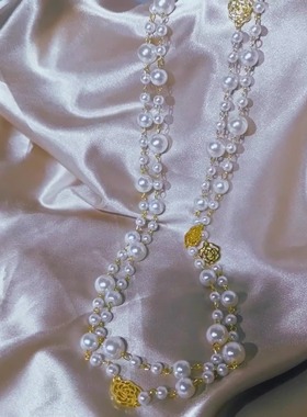 玫瑰装饰挂链气质百搭多层毛衣链