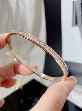 时尚百搭韩版半圈钻钛钢手环手镯