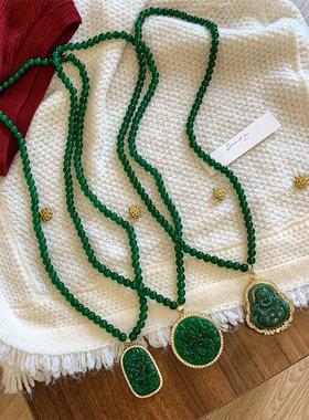 绿色挂件秋冬小众轻奢配饰颈链