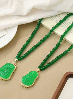 新中式绿色珠毛衣链复古时尚百搭网红爆款项链秋冬高级感衣服配饰