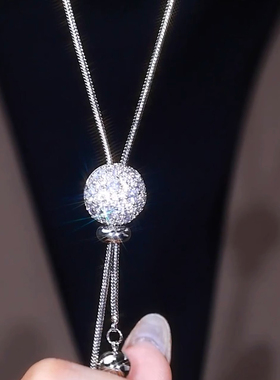 时尚银色圆球流苏毛衣链网红爆款轻奢气质小众设计感精美毛衣链女