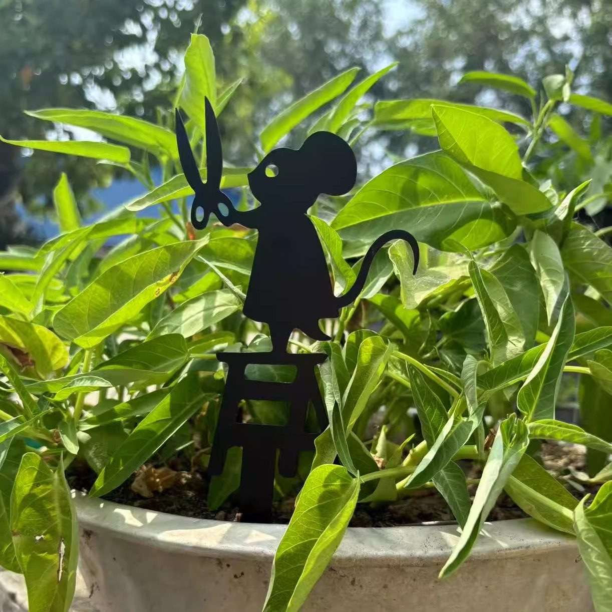 创意剪刀手花插铁艺老鼠剪影花园桩庭院摆件雕塑阳台花盆插件,淘宝优惠券,粉丝福利购,淘宝优惠卷