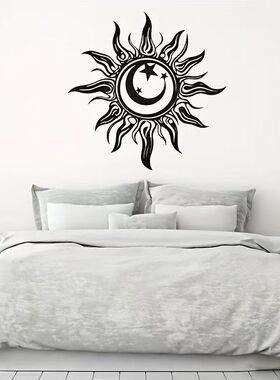 金属铁艺太阳月亮悬挂墙饰剪影艺术装饰画墙面背景装饰壁挂户外