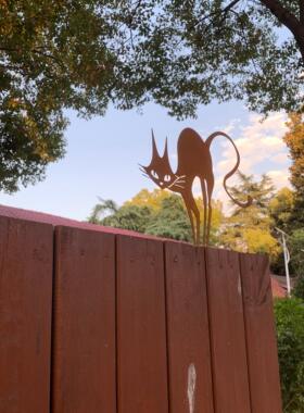 炸毛i可爱猫咪金属雕塑复古野猫花园木桩装饰地插庭院摆件铁艺