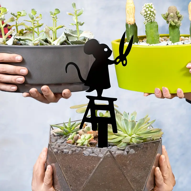 创意剪刀手花插铁艺老鼠剪影花园桩庭院摆件雕塑阳台花盆插件,淘宝优惠券,粉丝福利购,淘宝优惠卷
