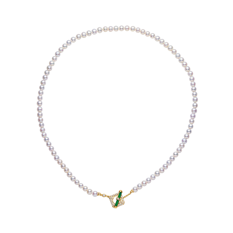 《绿廊》货少4.5-5MM top珠串 天然珍珠绿玛瑙OT扣纯银锁骨项链女 - 图3