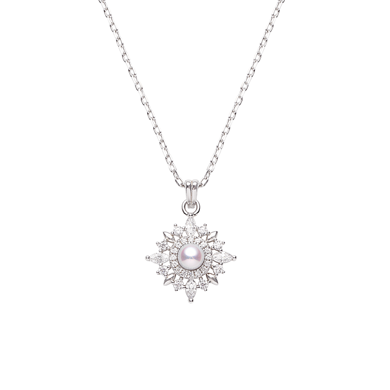 《星渺》复古设计感天然淡水珍珠气质纯银锁骨项链女礼物白金色 - 图3
