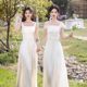 Bridesmaid dress champagne color satin sister dress 2025 new Korean wedding bestie dress is beautiful and can be worn everyday