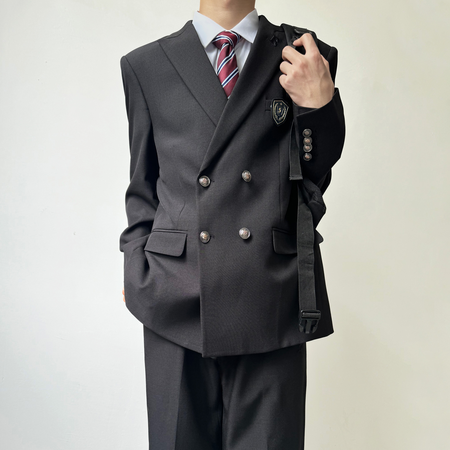 木村叔dk原创日系复古浅卡其双排扣西装秋季戗驳领制服男西服套装 - 图2