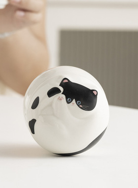 陶瓷猫咪宠物骨灰盒 猫猫离世纪念品 供奉安放骨灰罐子防潮骨灰盒