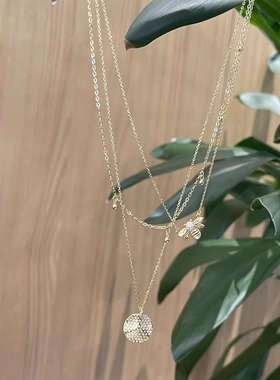 925银18K叠戴项链锁骨链