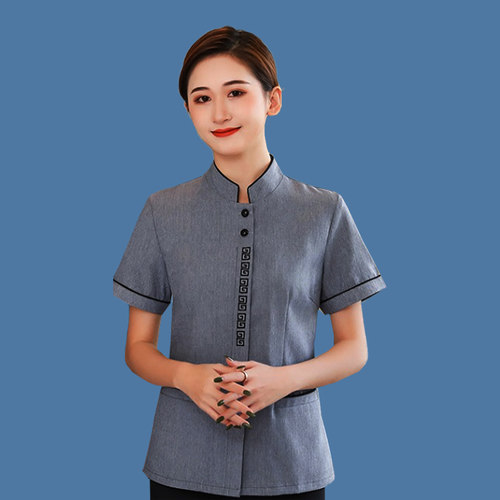 酒店保洁工作服短袖夏季女上衣售楼部阿姨保洁员服装物业清洁工夏 - 图2