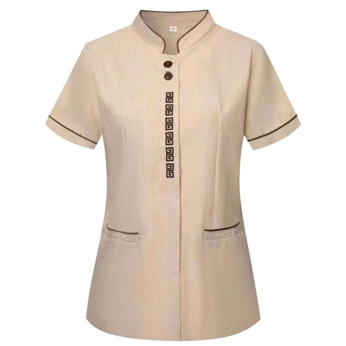 酒店保洁工作服短袖夏季女上衣售楼部阿姨保洁员服装物业清洁工夏 - 图3