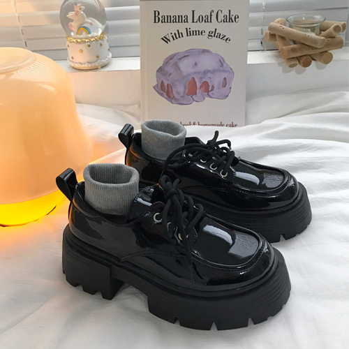 小sun家 黑色厚底百搭小皮鞋女2025秋季chic复古英伦日系jk单鞋子 - 图2