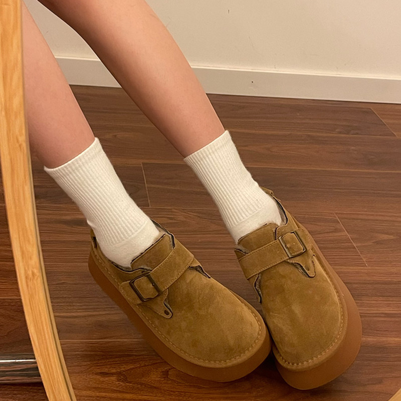 厚底加绒豆豆勃肯鞋女2025年新款秋季乐福鞋博肯棉鞋子雪地靴子潮,淘宝优惠券,粉丝福利购,淘宝优惠卷