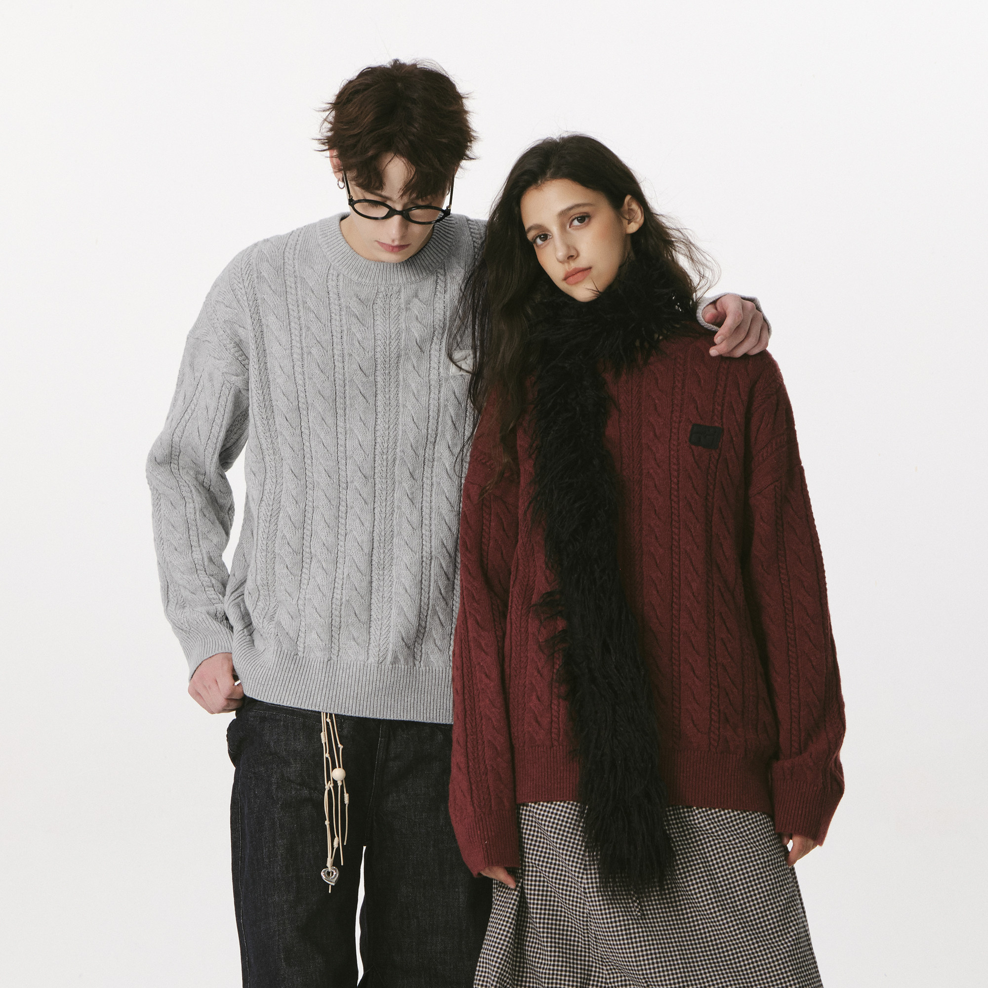 FORNINES含绵羊毛简约慵懒毛衣男款秋冬宽松针织衫女情侣款毛线衣,淘宝优惠券,粉丝福利购,淘宝优惠卷