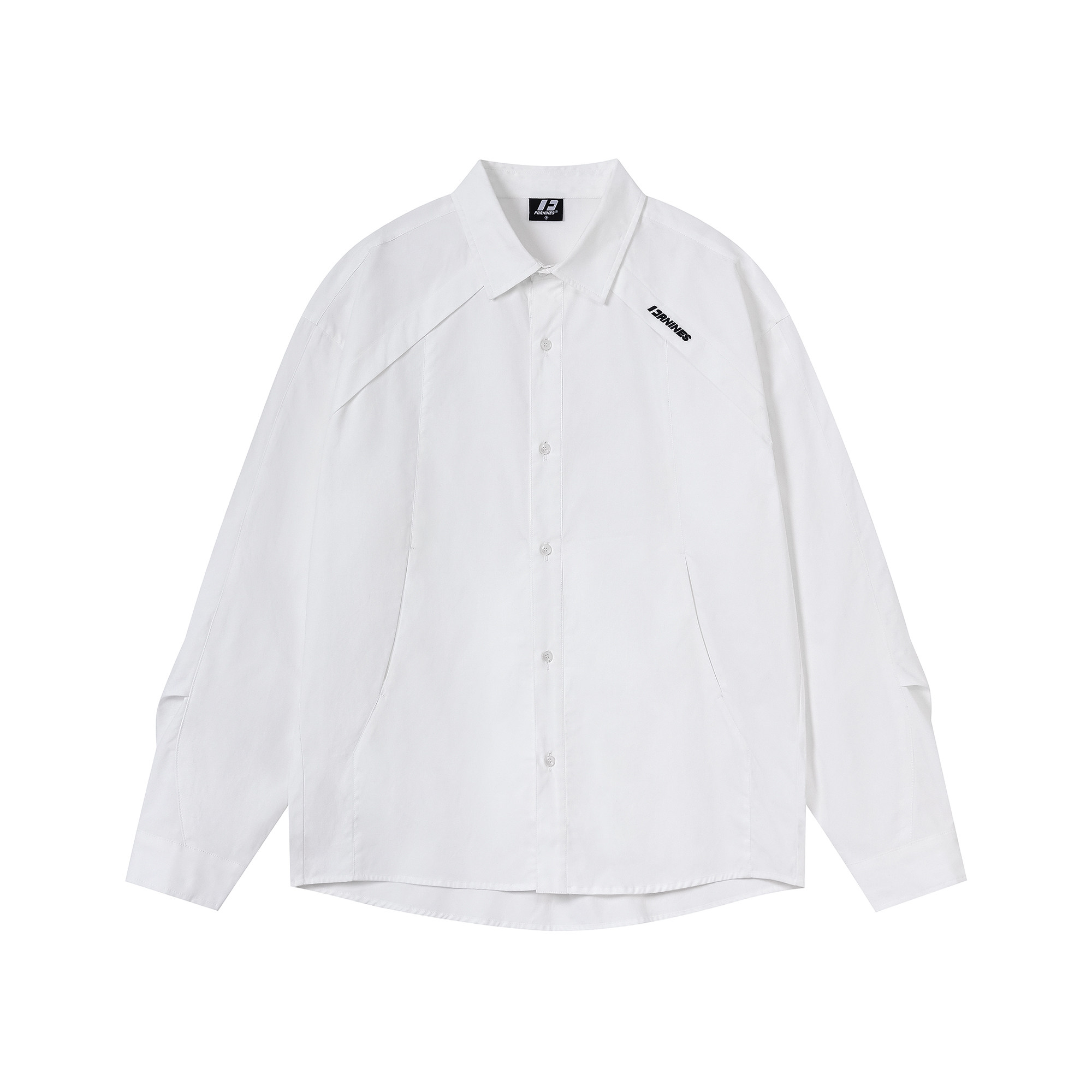 FORNINES刺绣设计感解构长袖衬衫男生潮牌黑色上衣春季休闲外套女,淘宝优惠券,粉丝福利购,淘宝优惠卷