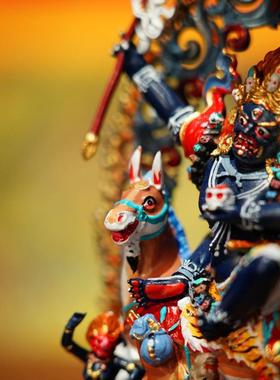 彩绘佛堂摆件大千善缘7寸密宗铜