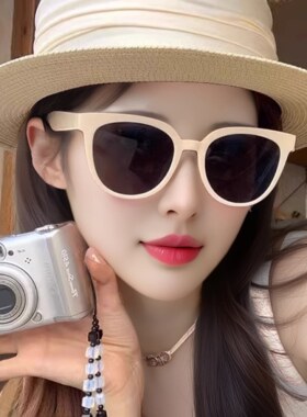 日本进口高端MJ白框太阳镜女2025新款韩版显脸小防紫外线白色近视