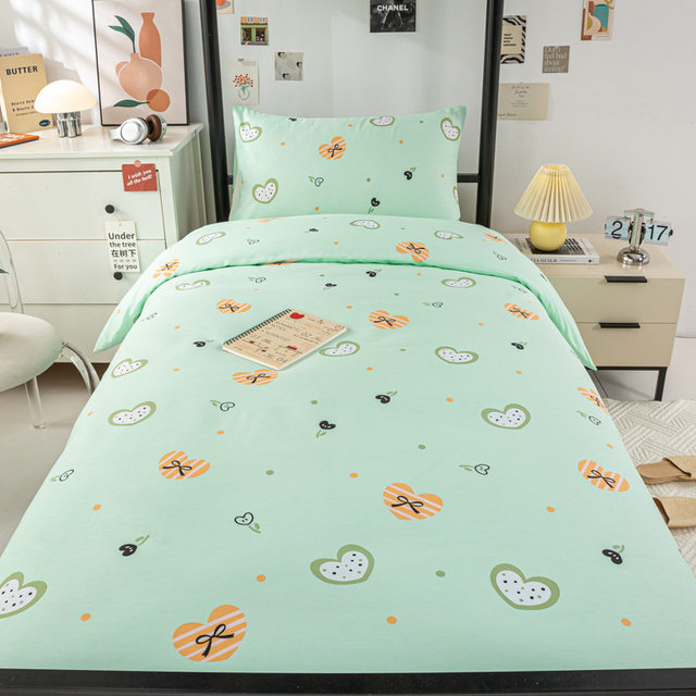 13070 Student dormitory three-piece single bed sheet quilt cover pure cotton six-piece student bedding 0.9