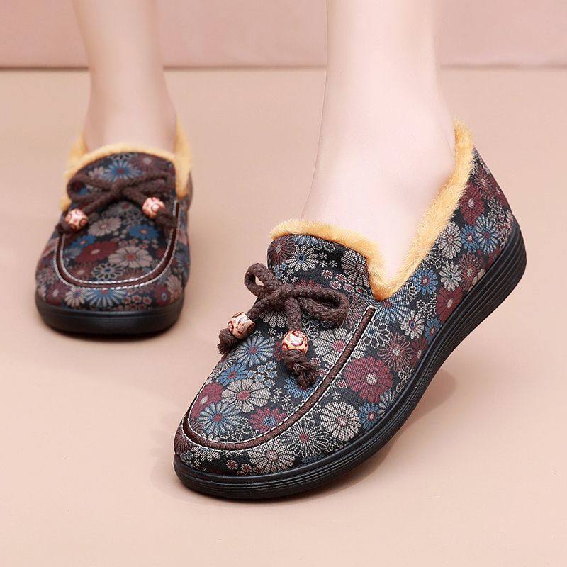 冬季新款老北京布鞋女棉鞋中老年平底妈妈鞋加绒保暖防滑奶奶棉靴,淘宝优惠券,粉丝福利购,淘宝优惠卷