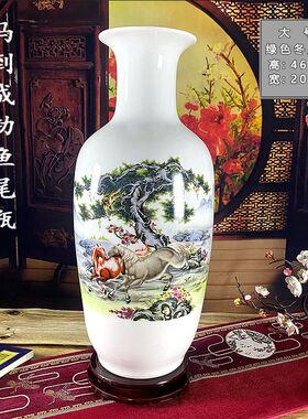 景德镇陶瓷器花瓶装饰摆件客厅电视酒柜摆设桌面水培富贵竹花插瓶