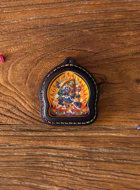 四臂玛哈嘎拉大黑天立体唐卡吊坠