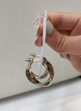 港风复古编织合金圆形耳环 设计感轻奢简约大气耳扣C圈耳饰时尚潮