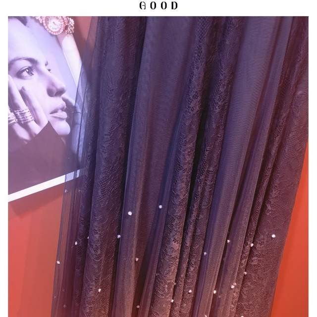 Fairy girly gauze skirt, diamond-encrusted lace, versatile spring and summer new elastic high-waisted A-line temperament half-length umbrella skirt