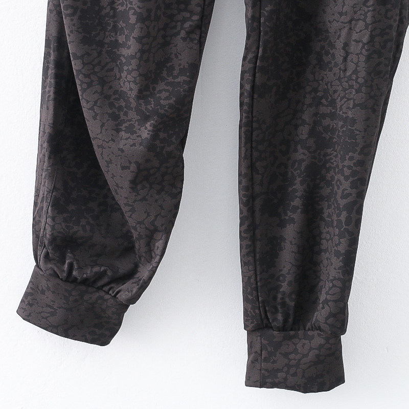 外贸欧美单复古印花休闲运动裤新款松紧腰宽松束脚时尚女士长裤