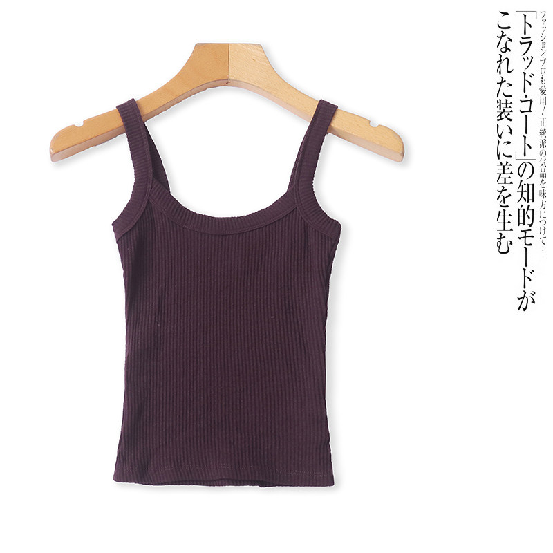 CC3269 Foreign Trade European and American Single Women's Suspension Summer New U-neck Pit Strip Slim Elastic Inner Bottoming Vest